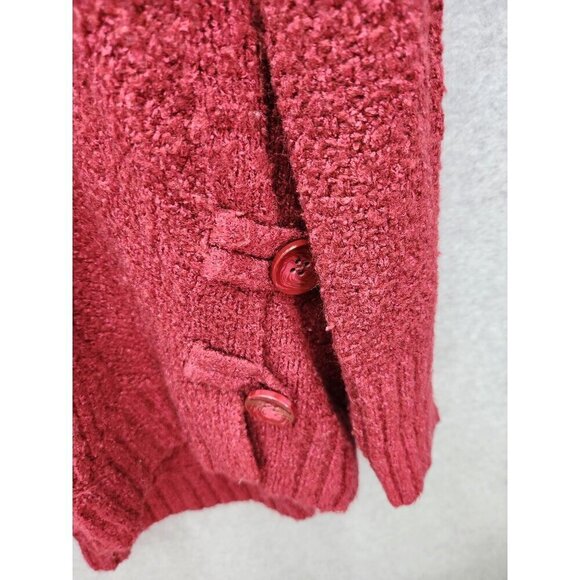 Thistle & Lavender Womens Cable Knit Sweater With Button Accents Red XL - Picture 2 of 5